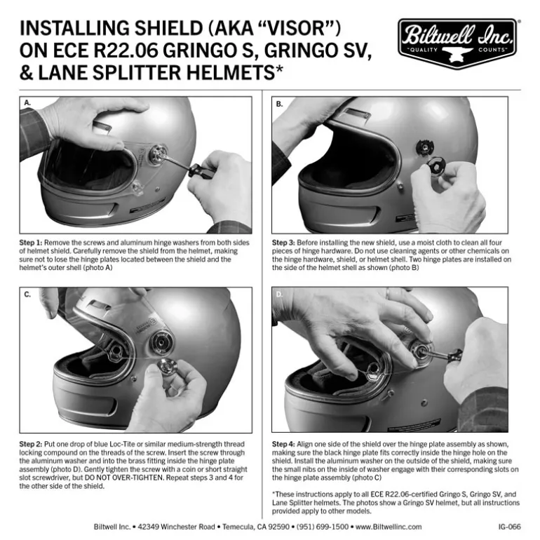 Biltwell Gringo S/Gringo SV ECE 22.06 Shield
