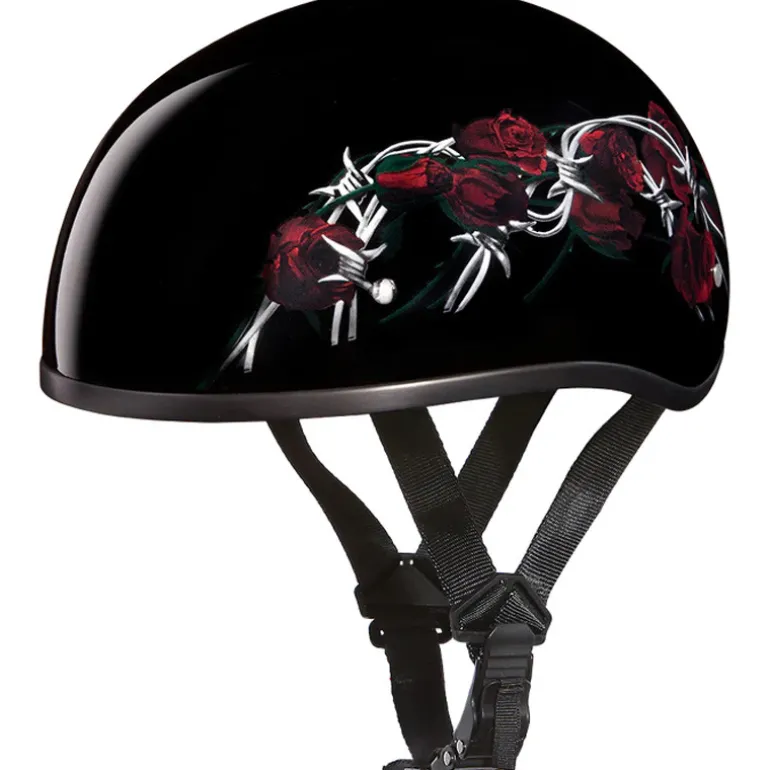 Daytona Skull Cap Helmet Barbed Roses
