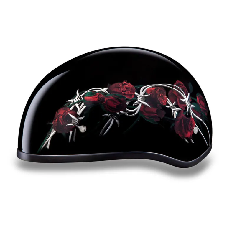 Daytona Skull Cap Helmet Barbed Roses