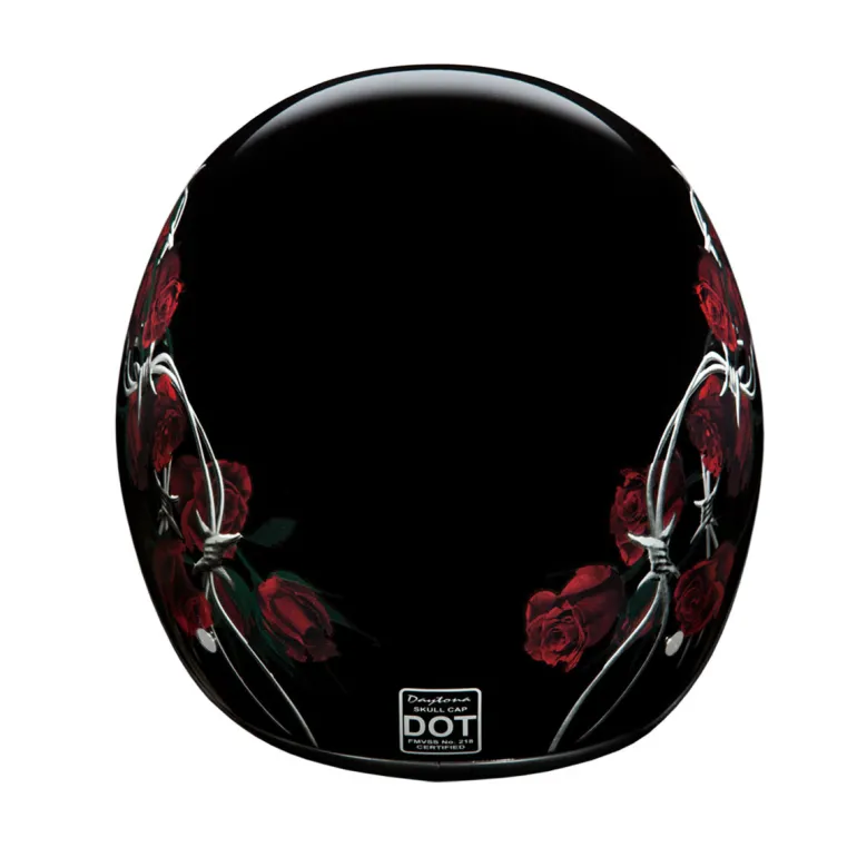 Daytona Skull Cap Helmet Barbed Roses