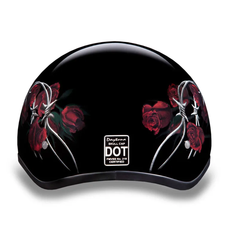 Daytona Skull Cap Helmet Barbed Roses