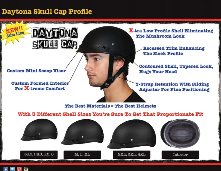 Daytona Skull Cap Helmet Grey Carbon Fiber