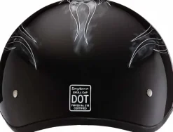 Daytona Skull Cap Helmet Skull Flames Silver