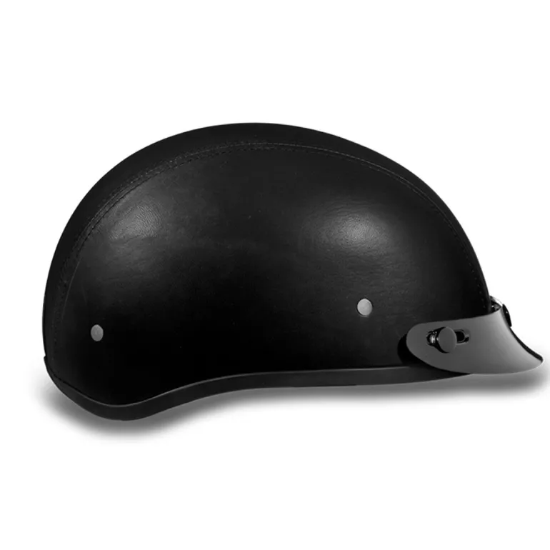 Daytona Skull Cap Helmet with Visor Leather Covered