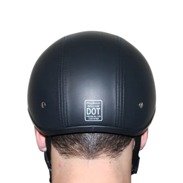 Daytona Skull Cap Helmet w/o Visor Leather Covered