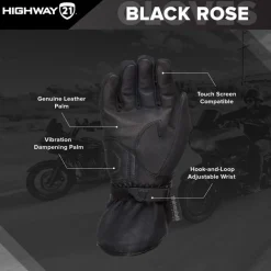 Highway 21 Black Rose Gloves