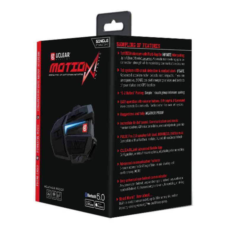 UCLEAR Motion Infinity Bluetooth Helmet Audio System - Single Pack