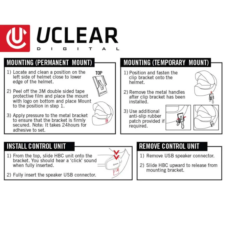UCLEAR Temporary Mounting Clip for Audio Systems